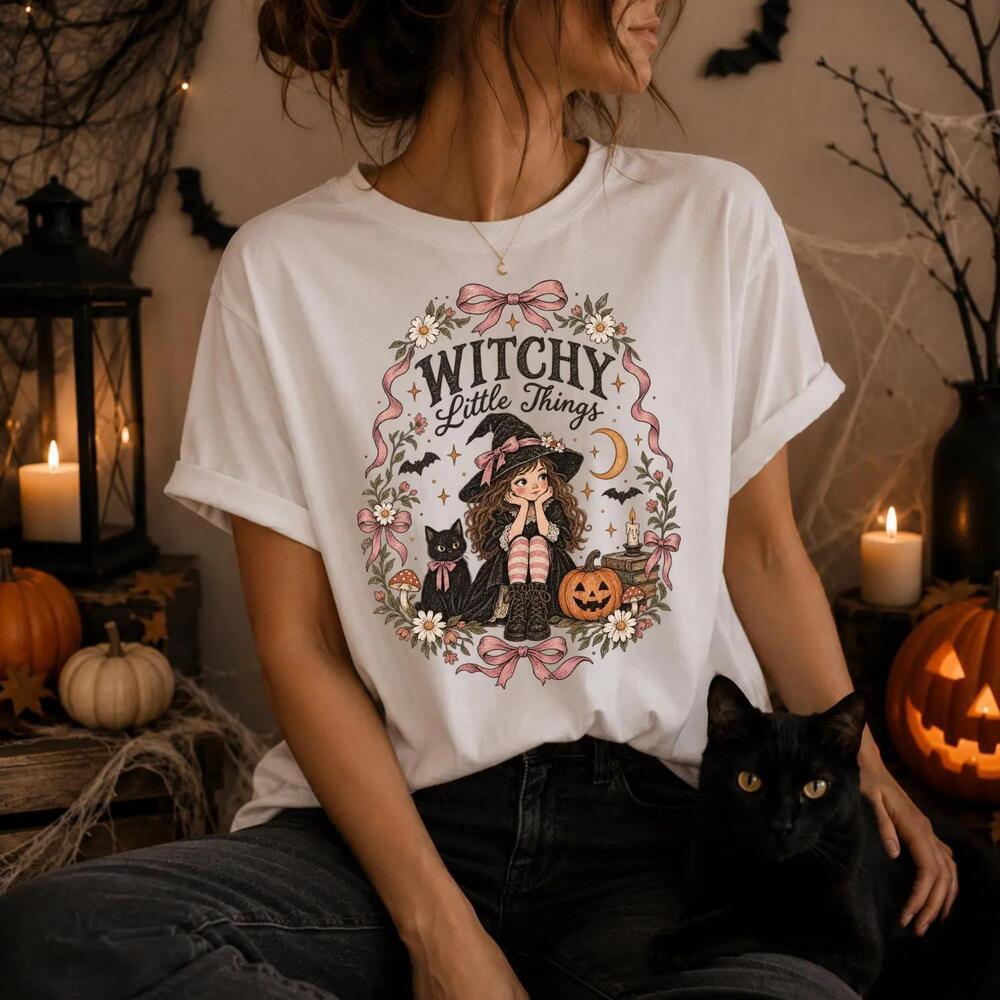 Witchy Little Things Shirt, Cute Halloween Witch Tee, Coquette Gothic Shirt
